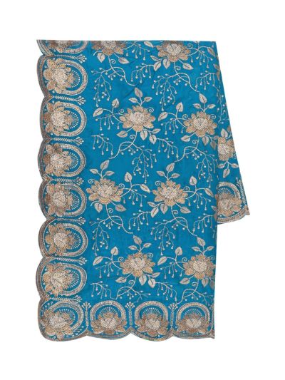 BlossomEase George Elegant Teal Blue Stone Work with Fancy Border Saree