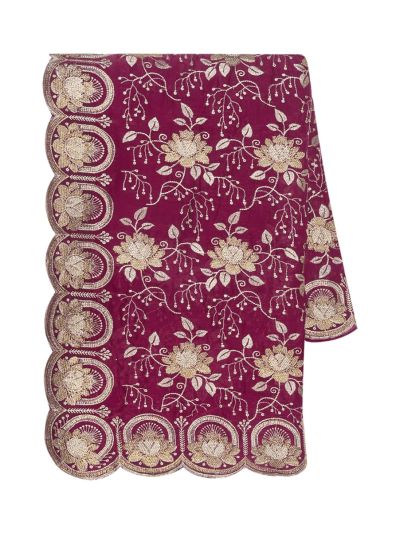 BlossomEase George Elegant Magenta Purple Stone Work with Fancy Border Saree