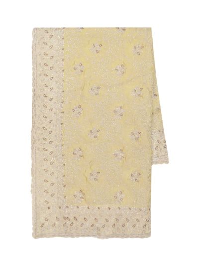 BlossomEase George Elegant Light Lemon Yellow Stone Work with Fancy Border Saree