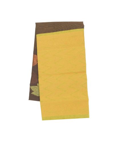 Gracecharm Silk Cotton Multicolour Leaf Butta Zigzag Pallu Saree