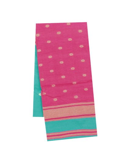 Gracecharm Silk Cotton Butta with Contrast Pink Pallu Saree