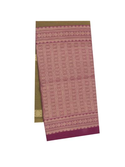 Gracecharm Silk Cotton Square Butta Geometric Grid Pallu Saree