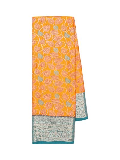 Gracecharm Gift Art Silk leafy creepers pattern with  Zari wire work Pallu Saree