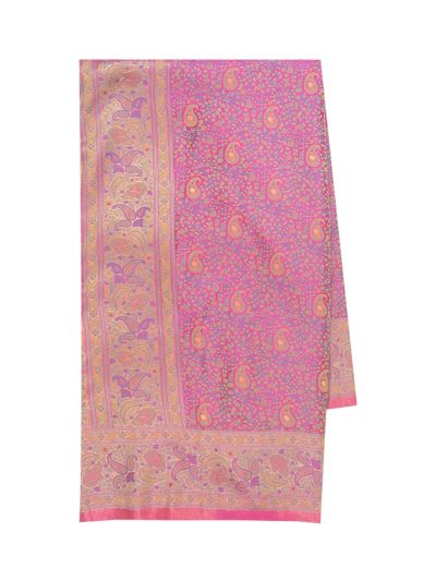 BlossomEase Semi Banarasi floral jaal layout With Paisley Design Border Saree