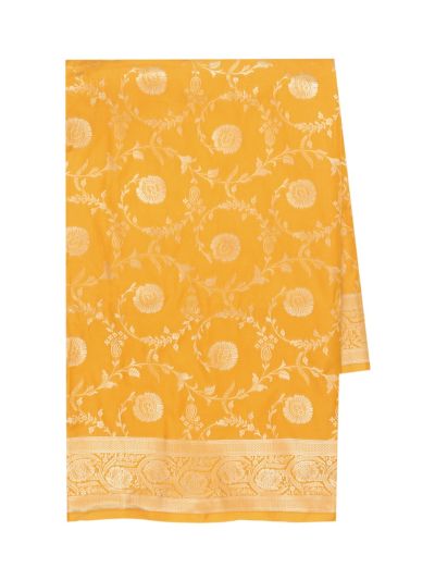 Semi Banarasi Cascading Floral Vine Jaal With Metallic Zari Threads Work Saree