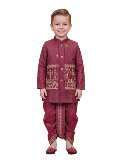 Gracecharm Boys Scenic Embroidered Indo Western Sherwani Set