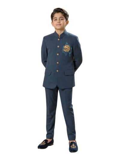 Royal Elegance Boys Peacock Embroidered Jodhpuri Suit Set