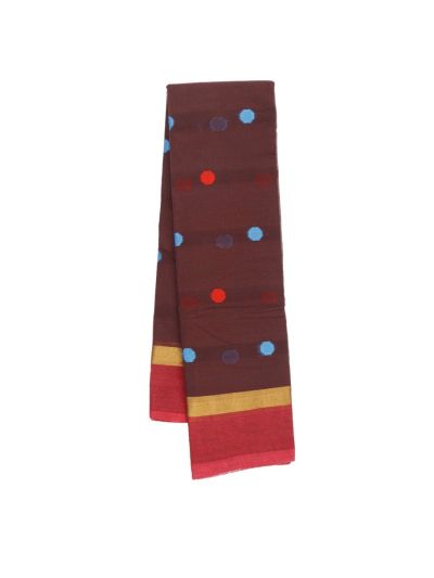 Gracecharm Kanchi Cotton Multicolour Dot Butta Stripe Pallu Saree