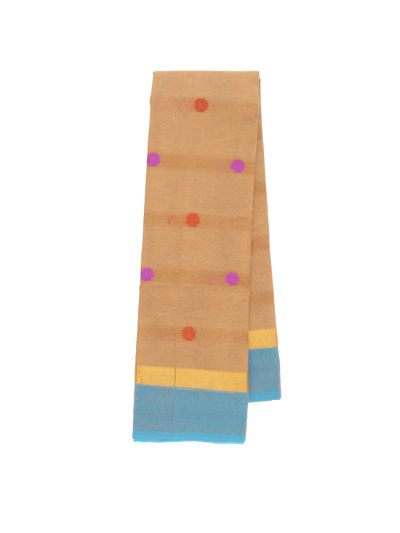 Gracecharm Kanchi Cotton Multicolour Polka Dot Striped Pallu Saree