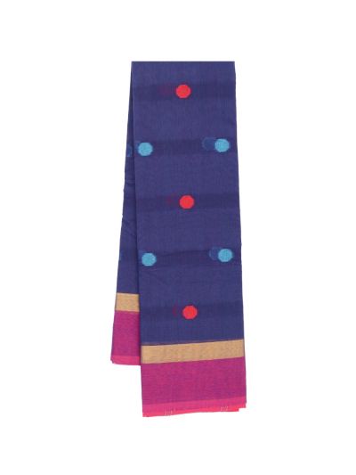 Gracecharm Kanchi Cotton Multicolour Butta Striped Pallu Saree