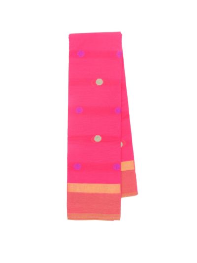 Gracecharm Kanchi Cotton Multicolour Butta Striped Pallu Saree