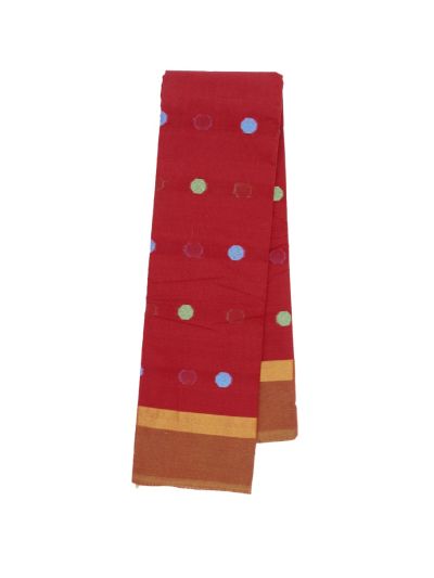 Gracecharm Kanchi Cotton Multicolour Butta Striped Pallu Saree