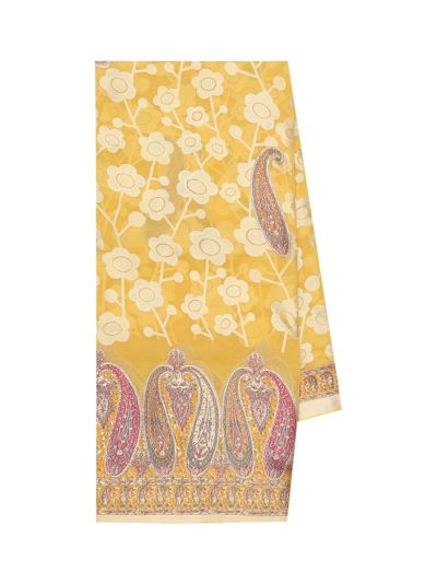 Fancy Malmal Cotton floral layout across paisley elements border Saree