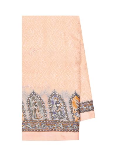 Fancy Weaving ornate floral geometric self pattern border Saree