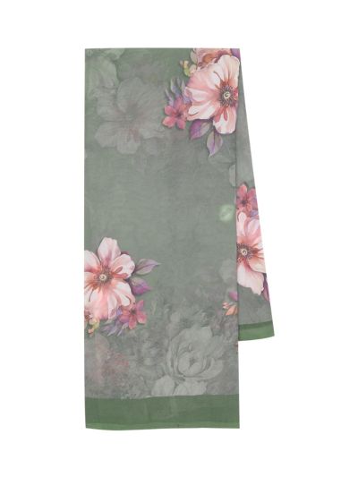 Gracecharm Sage Green Semi Jute Floral Butta with Floral Vine Pallu Saree