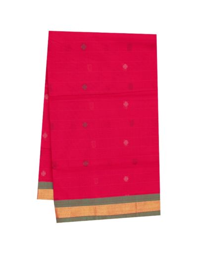 GraceCharm Kovai Cotton Checked Butta with Contrast Border Saree