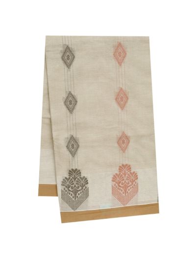 GraceCharm Kovai Cotton Diamond Butta Floral Ogee Jaal Pallu Saree