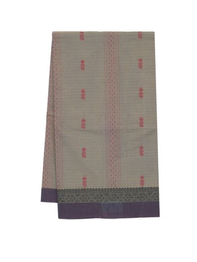 GraceCharm Kovai Cotton Small Butta Stripe Paisley Pallu Saree