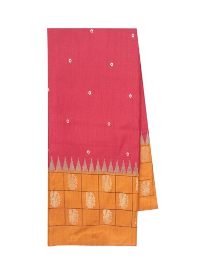 Gracecharm Strawberry Pink Fancy Dopian butta with paisley checks inside the grids border Saree