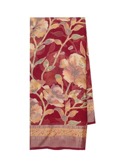 Gracecharm Fancy Varanasi Weaving Digital Floral Print with Zari Border Saree