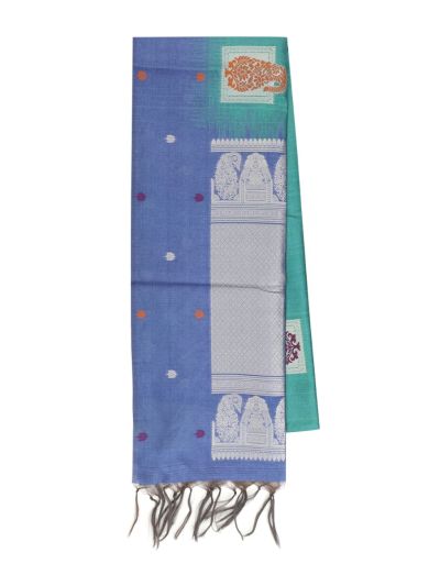 BlossomEase Semi Dupion Silk paisley woven with Butta Border Saree