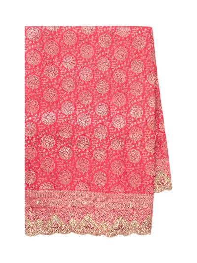 Gracecharm Fancy Silk Designer scalloped cut work gold Zari Jaal Saree