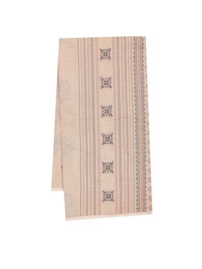 GraceCharm Kovai Cotton Geometric Butta Zigzag Stripe Pallu Saree