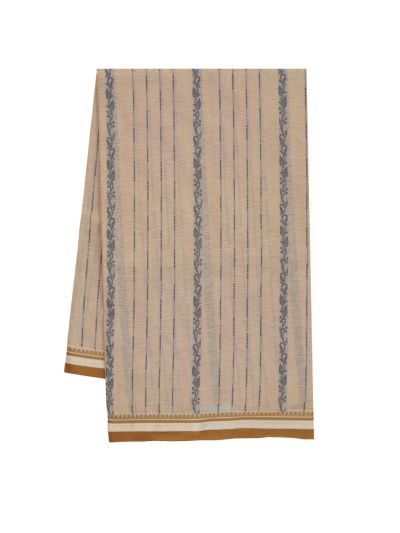 GraceCharm Kovai Cotton Floral Vine Stripe with Geometric Floral Pallu Saree