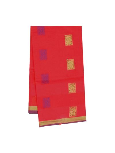 GraceCharm Kovai Cotton Floral Square Butta with Floral Panel Pallu Saree