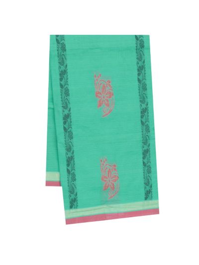 GraceCharm Kovai Cotton Floral Butta Vine Stripe Paisley Jaal Pallu Saree