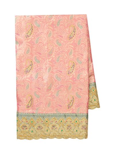 Gracecharm Gajari Pink Silk scalloped Designer cut work With gold Zari Jaal Saree