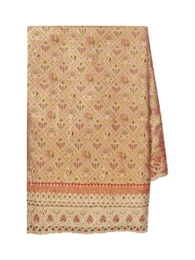 Gracecharm Silk scalloped cut work With Designer gold Zari Jaal Saree