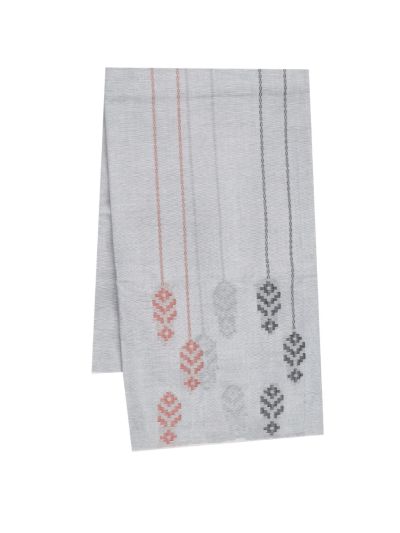 GraceCharm Kovai Cotton Geometric Butta Stripe Borderless Saree