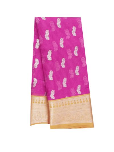 GraceCharm Manipuri Cotton Floral Butta Brocade Pallu Saree