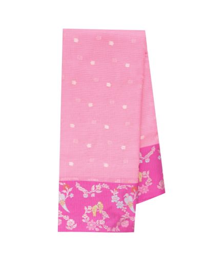 GraceCharm Manipuri Cotton Small Butta with Floral Bird Border Saree