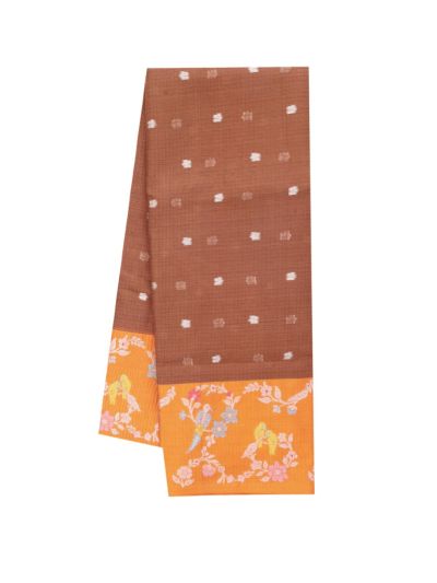 GraceCharm Manipuri Cotton Small Butta with Floral Bird Border Saree