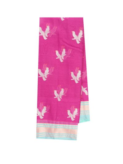 GraceCharm Manipuri Cotton Bird Butta with Geometric Pallu Saree