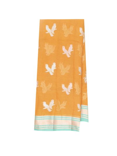 GraceCharm Manipuri Cotton Bird Butta with Geometric Pallu Saree