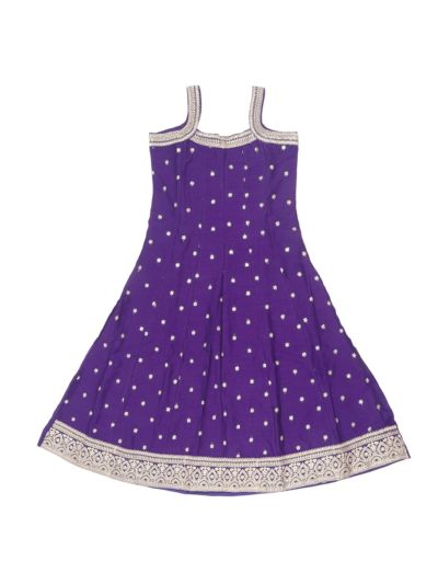 Graceful Essence Girls Royal Purple Embroidered Butta Kurta Pant Dupatta Set