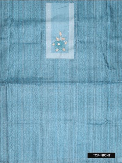 Graceful Essence Timeless Classic Teal Blue Semi Tussar Silk Dress Material
