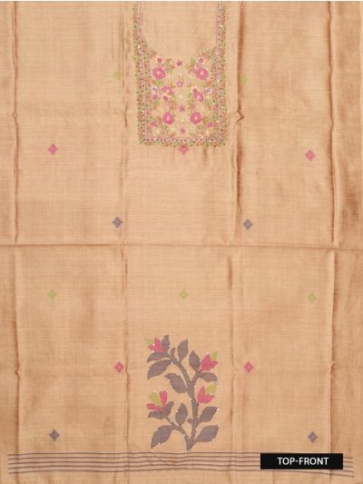 Graceful Essence Timeless Classic Camel Brown Semi Tussar Silk Dress Material
