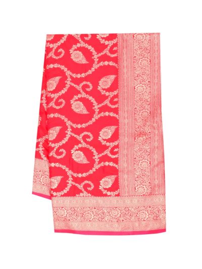 Gracecharm Satin Mashru Silk Floral Vine Jaal with Border Saree