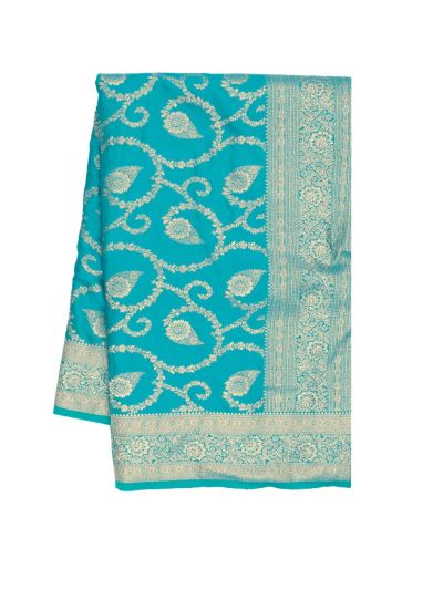 Gracecharm Satin Mashru Silk Floral Vine Jaal with Zari Border Saree