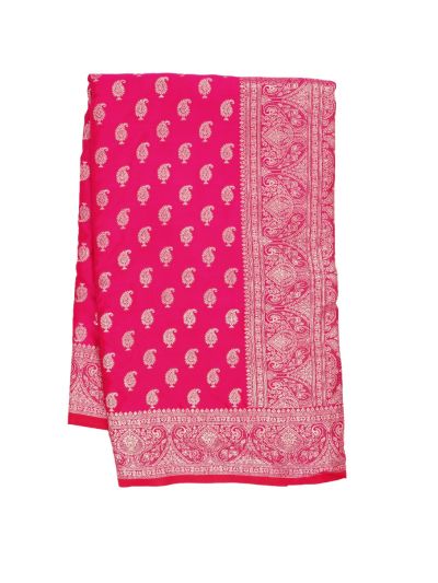 Gracecharm Satin Mashru Silk Paisley Butta with Zari Border Saree