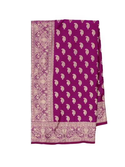 Gracecharm Satin Mashru Silk Paisley Butta with Zari Border Saree