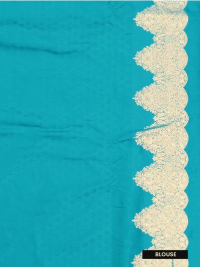 Gracecharm Satin Mashru Silk Floral Butta with Scalloped Zari Border Saree
