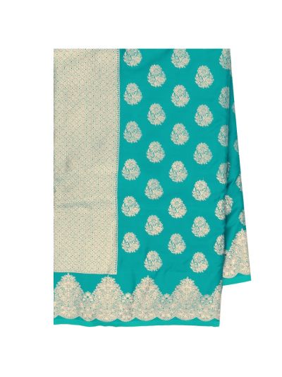 Gracecharm Satin Mashru Silk Floral Butta with Scalloped Zari Border Saree