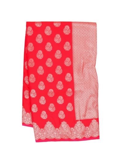 Gracecharm Satin Mashru Silk Floral Butta with Zari Border Saree