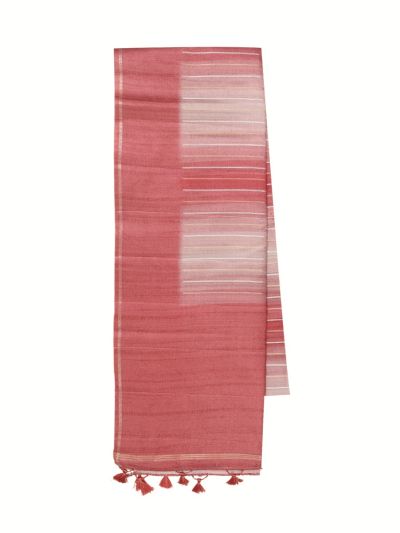 Gracecharm Semi Dupion Multi Chain Stripe Design with Border Saree
