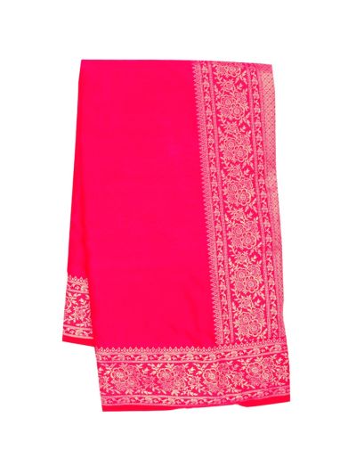 Gracecharm Satin Mashru Silk Plain Body with Floral Zari Border Saree